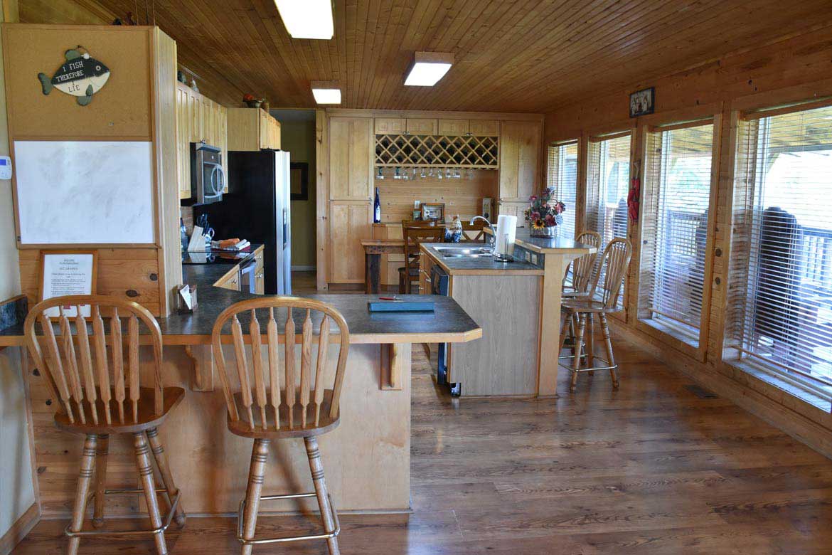 View in the dining area of a luxury family rental cabin in Eureka springs, Arkansas